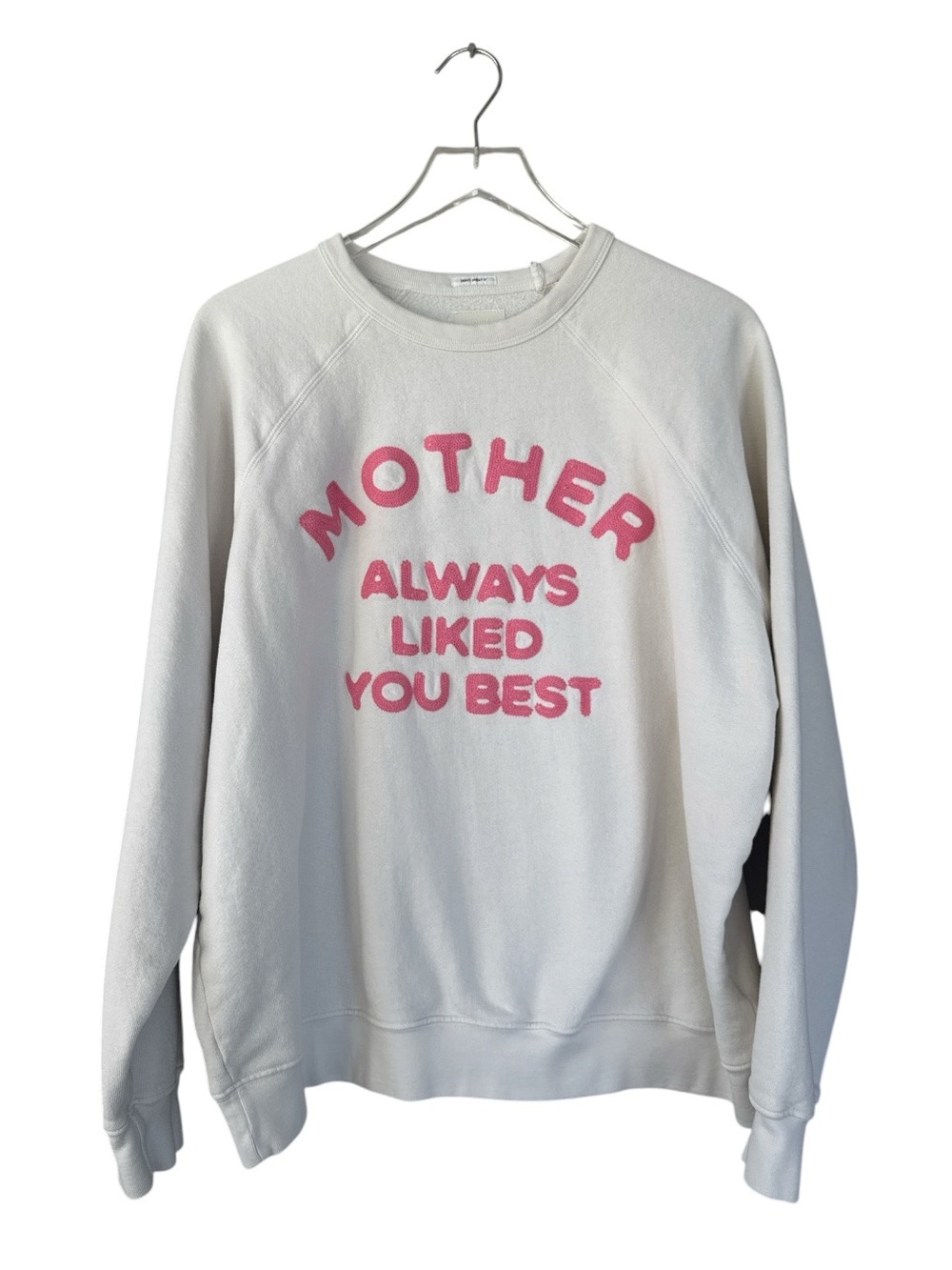 MOTHER Biggie Concert Crew Sweatshirt Ivory Pink “Always Liked You Best” Size L - Picture 2 of 5